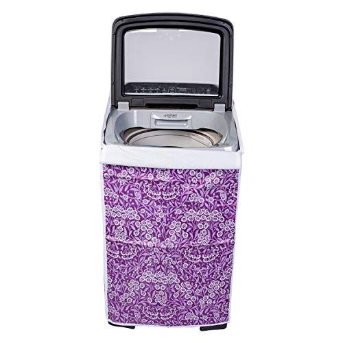 Classic® Top Load Washing Machine Cover Suitable for Samsung Back Panel 6 Kg, 6.5 Kg, 7 Kg, 7.5 Kg, 8 Kg (55cmsX55cmsX92cms, Purple Flower) - Image 1