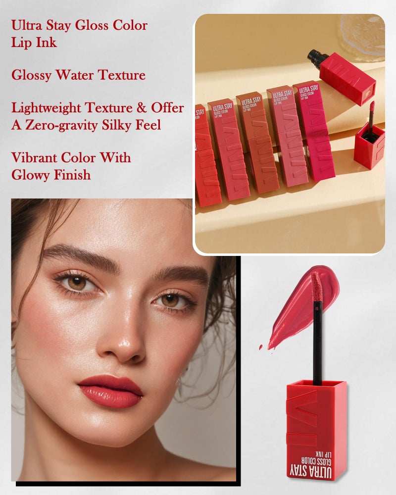 LYSdefeu Liquid Lipstick,Nude Brown Shine Vinyl Lipstick Ink Lipgloss,Hydrating Tinted Lip Gloss,High Pigmented Lip Color,Longlasting Waterproof Lip Tint Stain,Christmas Makeup Gift for Women Girl-01 - Image 4