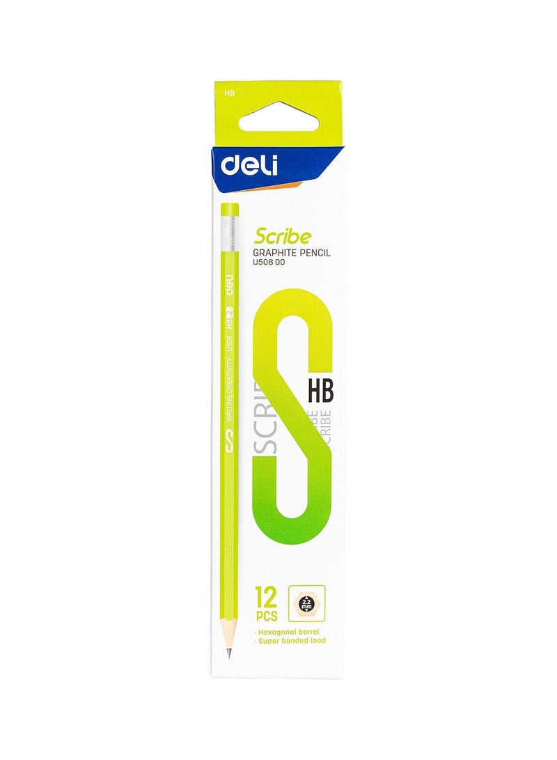 Deli قلم رصاص جرافيت HB EU50800، 12 قطعة/علبة، لون واحد - مثالي للمدرسة، المكتب، الرسم - Image 4