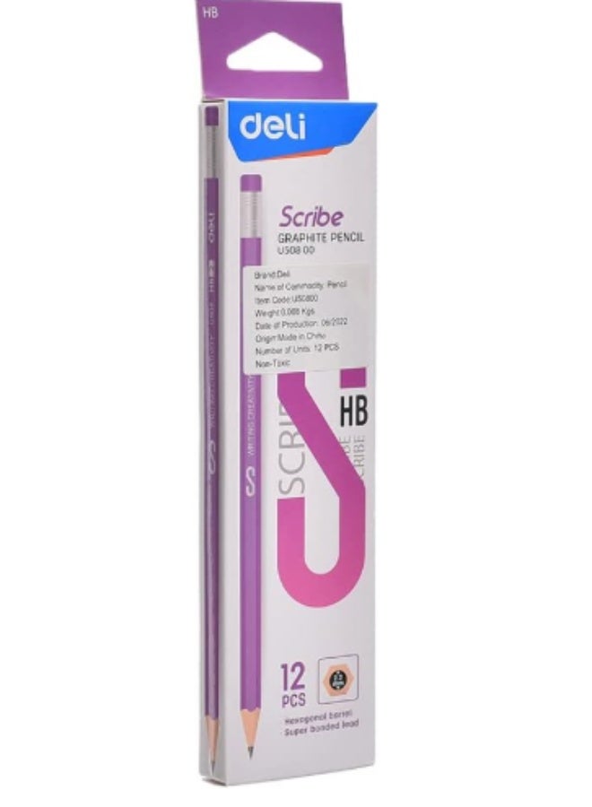 Deli قلم رصاص جرافيت HB EU50800، 12 قطعة/علبة، لون واحد - مثالي للمدرسة، المكتب، الرسم - Image 1