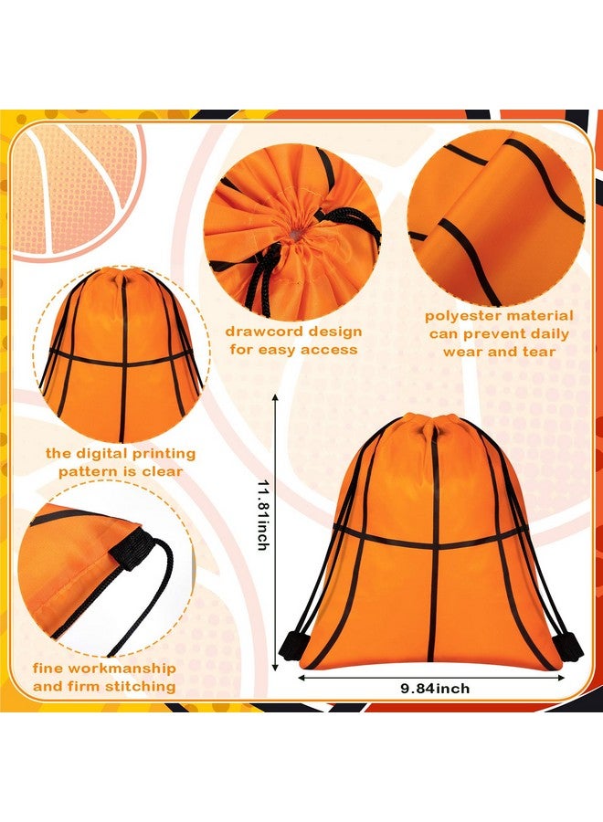 Lothee 34 Pack Basketball Party Favors Includes 10 Basketball Drawstring Bags 12 Basketball Silicone Rubber Bracelets Wristbands and 12 Keychain Award Medals for Party Supply - Image 3