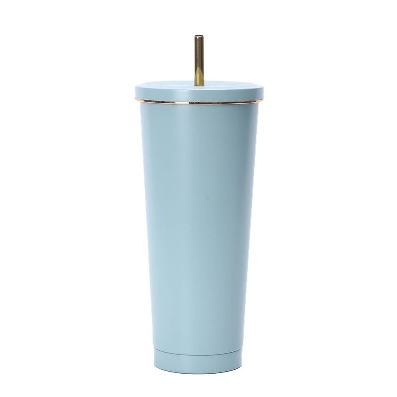 كوب قهوة بغطاء بشفاط من ستانلس ستيل، 500 ml، مناسب للتنقل مع غطاء بقشة من الستانلس ستيل - Image 5