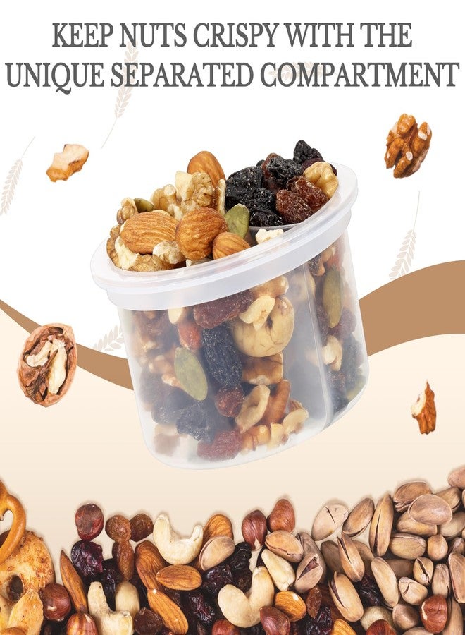 SOLIGT Overnight Oats Containers with Lids, Folding Spoons and Divided Compartment for Fruit & Nuts, Small Glass 16oz Mason Jars for Oatmeal Yogurt Parfait (2 Set-Smoke Gray/Oat White) - Image 2