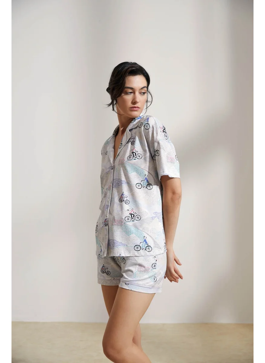 Hays Women's Cotton Shirt Collar Short Sleeve Pajama Top