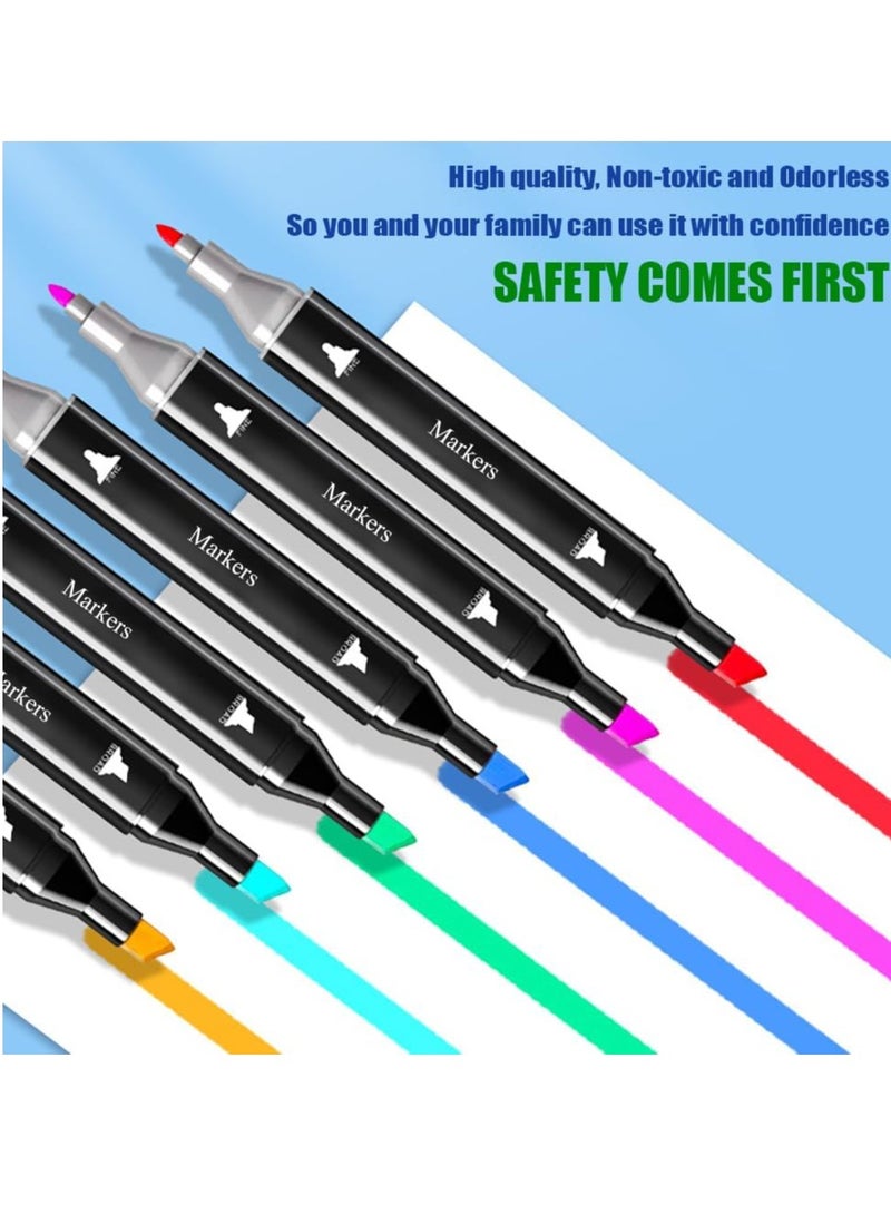 SYOSI Art Markers Set, 80 Colors Dual Tip Permanent Art Marker, Art Markers, Permanent for Artists Based Markers, for Coloring Books, Drawing, Sketching, Doodling, Art Projects, School Supplies - Image 5