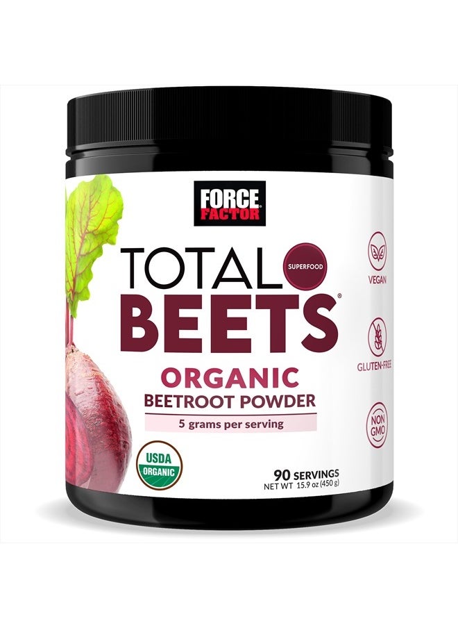 Force Factor Total Beets Organic Beetroot Powder Superfood to Boost Daily Nutrition, USDA Organic, Vegan, Gluten-Free, and Non-GMO Beet Supplement, Unflavored, 90 Servings  - Image 1