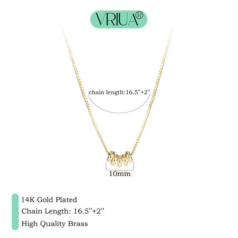 VRIUA Gold Necklace for Women 14k Gold Plated Dainty Gold Ball Chain Necklace Simple Jewelry Everyday for Women - Image 4