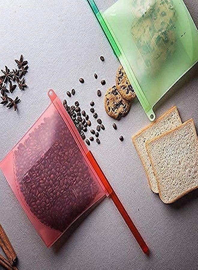 HEYOL Silicone Food Storage Bag / Reusable, Washable, Leakproof Bag / Food Storage Bag For Kitchen / Silicon Airtight Bag ( Multicolour ) (1) - Image 3