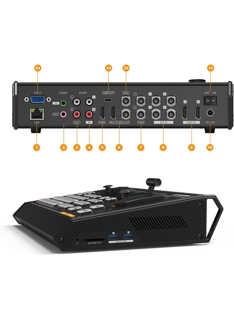 AVMATRIX VS0601U Portable Uncompressed AV Switcher – 6-Channel 4x SDI & 2x HDMI, USB-C Streaming, Multiview Monitoring, PIP & Audio Mixing, For Live Events & Video Production - Image 3