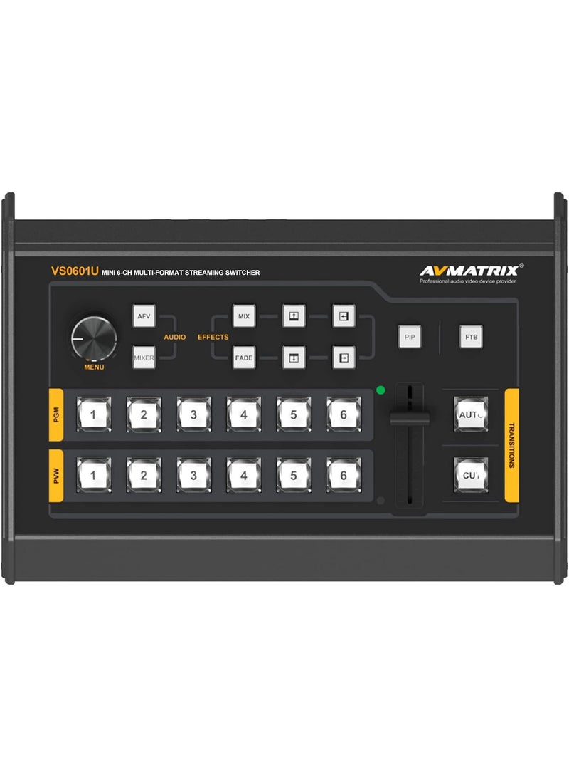 AVMATRIX VS0601U Portable Uncompressed AV Switcher – 6-Channel 4x SDI & 2x HDMI, USB-C Streaming, Multiview Monitoring, PIP & Audio Mixing, For Live Events & Video Production - Image 1