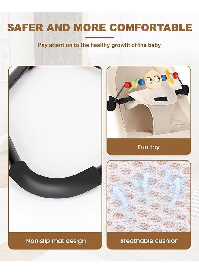 L&E Baby rocking chair, rocking chair seat suitable for babies aged 0-12 months, ergonomic baby seat, breathable and comfortable seat cushion, three-level height adjustment  - Image 4