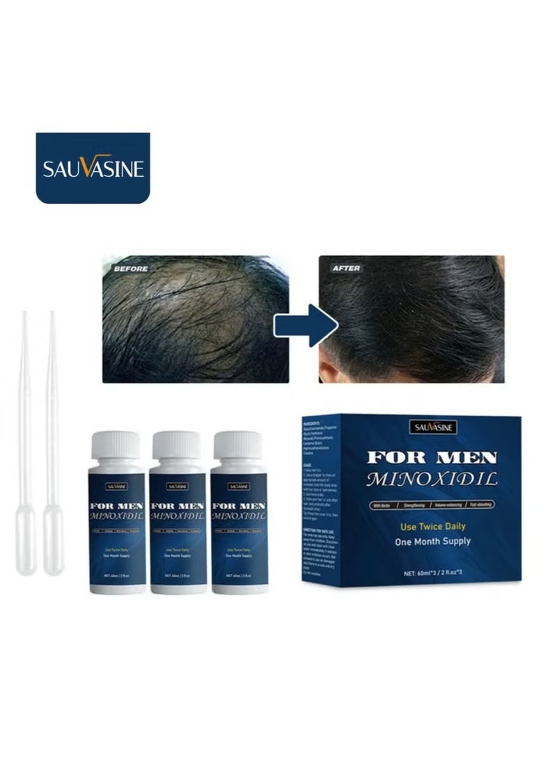 SAUVASINE Hair Growth Essence for Men 60ml*3+2 Droppers - Image 1