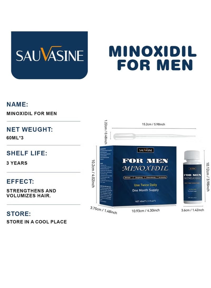 SAUVASINE Hair Growth Essence for Men 60ml*3+2 Droppers - Image 2