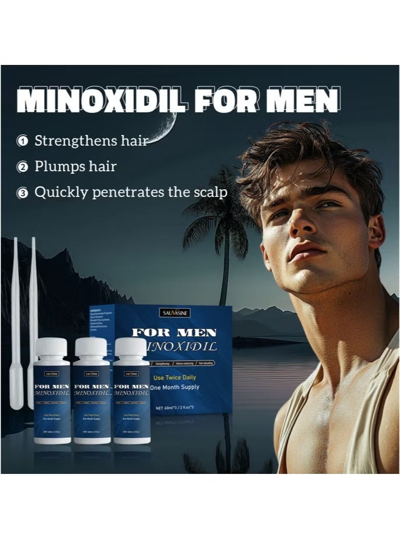 SAUVASINE Hair Growth Essence for Men 60ml*3+2 Droppers - Image 5