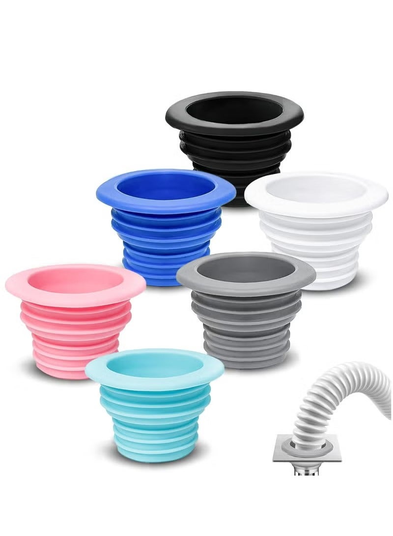 Geustos 6 pcs Universal Fit Drain Pipe Hose Silicone Plug,Bathroom Kitchen Laundry Sewer Seal Ring,Washing Machine Drain Hose Seal Kit for Bathroom Kitchen Cleaning Tools (Multicolor Series) - Image 1