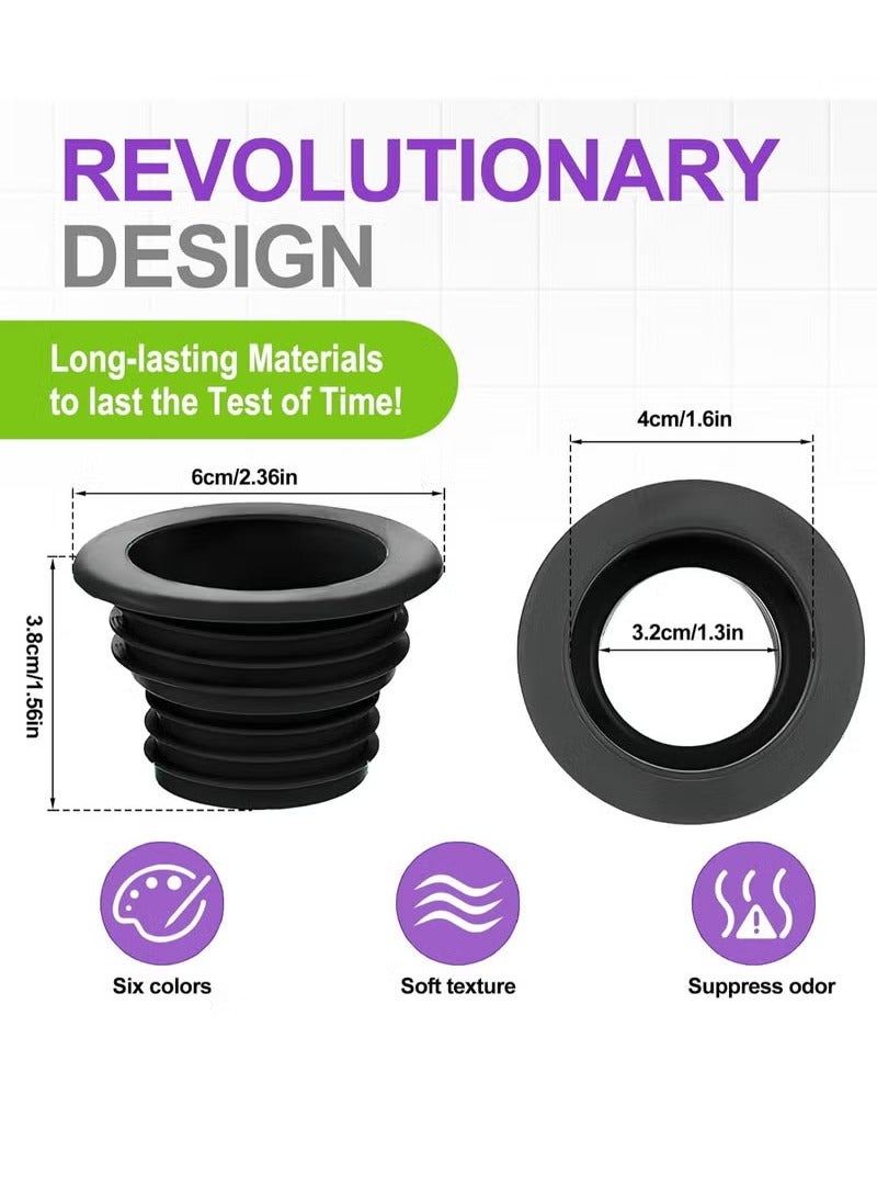 Geustos 6 pcs Universal Fit Drain Pipe Hose Silicone Plug,Bathroom Kitchen Laundry Sewer Seal Ring,Washing Machine Drain Hose Seal Kit for Bathroom Kitchen Cleaning Tools (Multicolor Series) - Image 3