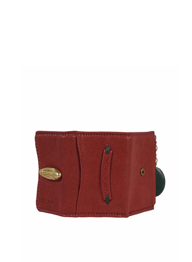 هاي ديزاين حقيبة هايدساين الأصلية من الجلد، طراز فرعون W1، للنساء، ثلاثية الطي - أحمر/أخضر - Image 4