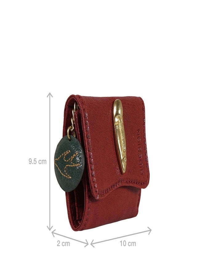 هاي ديزاين حقيبة هايدساين الأصلية من الجلد، طراز فرعون W1، للنساء، ثلاثية الطي - أحمر/أخضر - Image 2