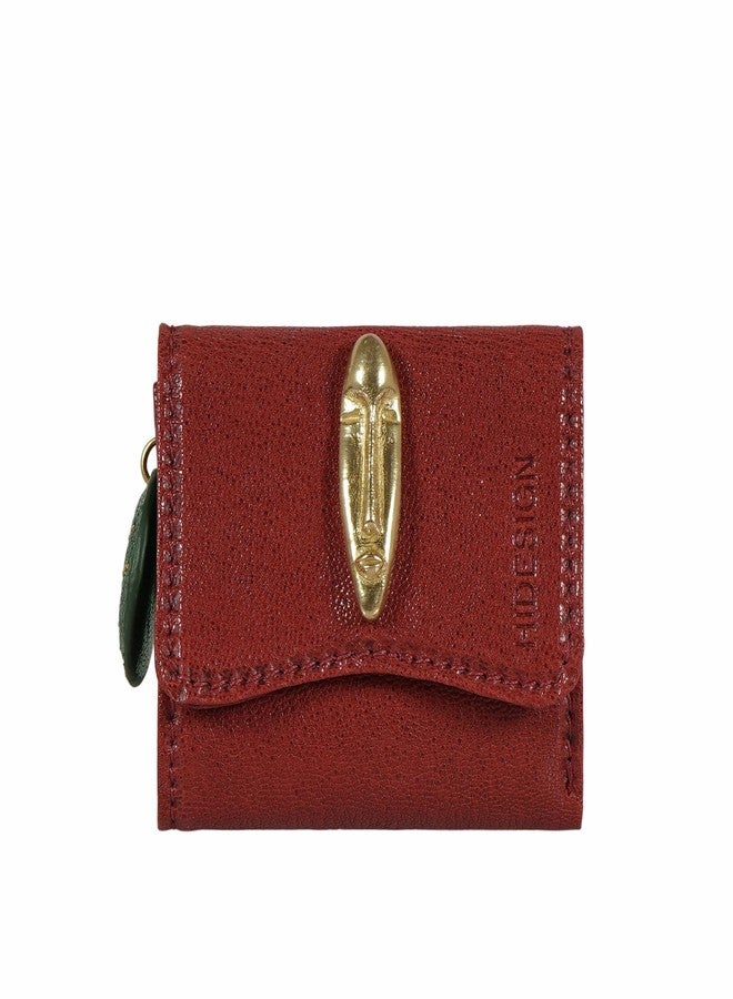 هاي ديزاين حقيبة هايدساين الأصلية من الجلد، طراز فرعون W1، للنساء، ثلاثية الطي - أحمر/أخضر - Image 1