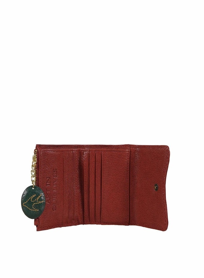 هاي ديزاين حقيبة هايدساين الأصلية من الجلد، طراز فرعون W1، للنساء، ثلاثية الطي - أحمر/أخضر - Image 3