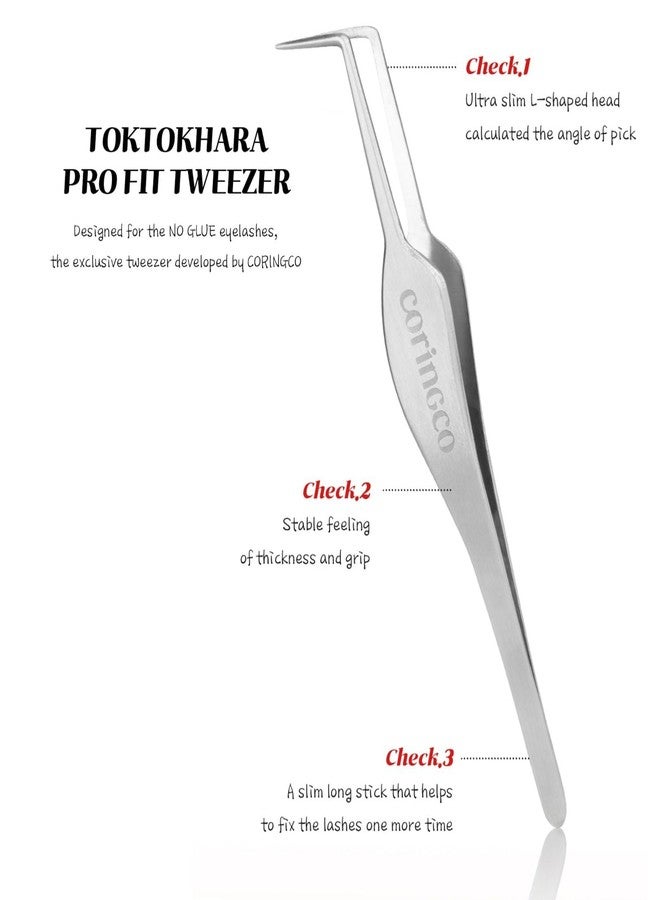 CORINGCO Toktok Hara Pro Fit Stainless Tweezer, Perfect for No Glue False Eyelashes - Image 3