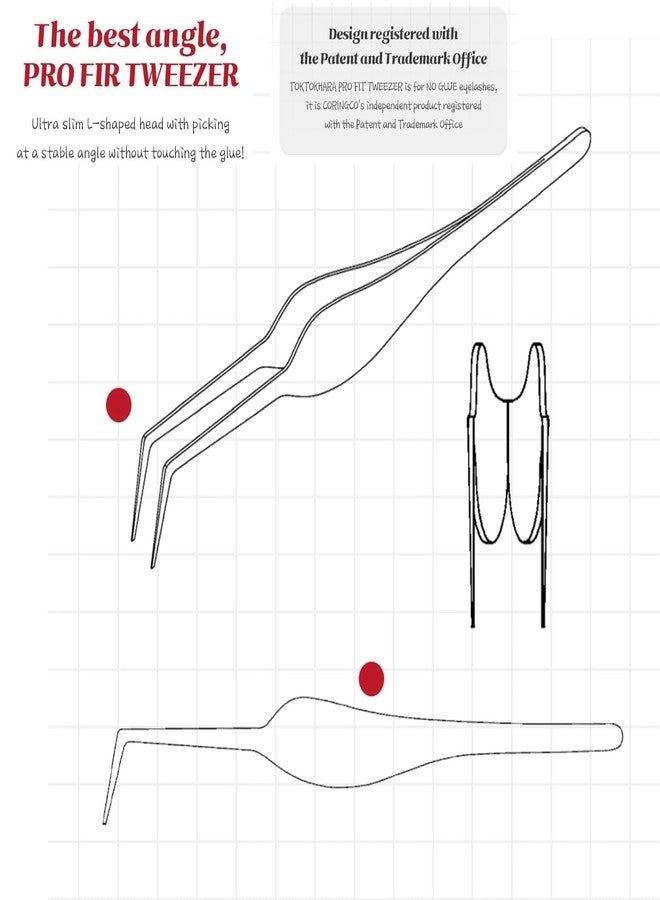 CORINGCO Toktok Hara Pro Fit Stainless Tweezer, Perfect for No Glue False Eyelashes - Image 5