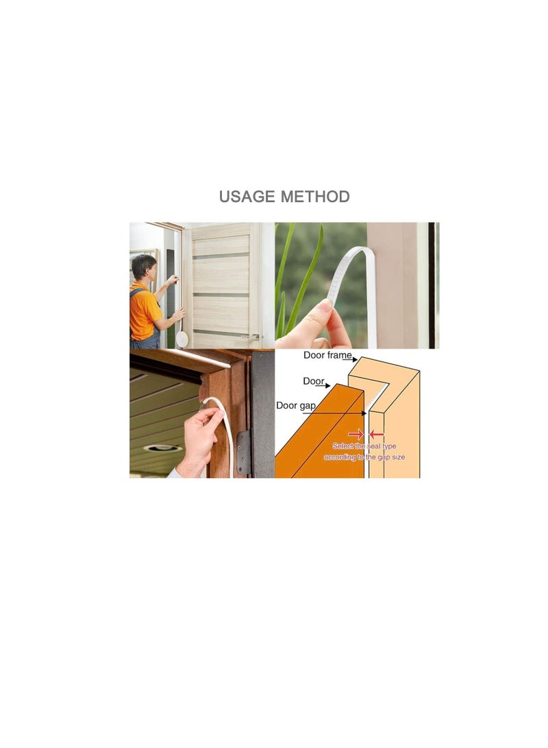 بيورول Beorol شريط لاصق ذاتي اللصق للأبواب والنوافذ باللون الأبيض على شكل P بطول 6 متر - Image 3