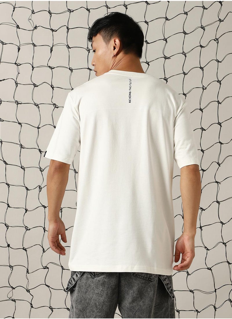 Hubberholme - Men's White 100% Cotton Printed Relaxed Fit T-Shirt - Image 1