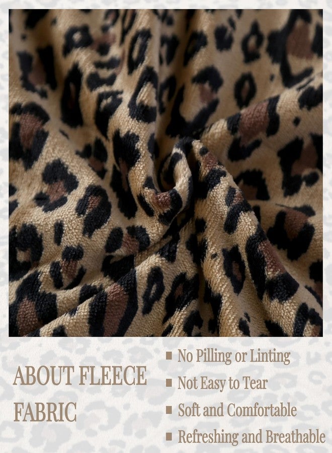 ماج طقم ملاءات سرير كاملة الحجم من الصوف بنقشة جلد الفهد مكون من 3 قطع، طقم سرير كامل الحجم من الألياف الدقيقة بنقشة الفهد البني، رومانسي ودافئ وناعم للغاية للنساء والرجال، مع ملاءة واحدة مثبتة + 2 غطاء وسادة. - Image 5