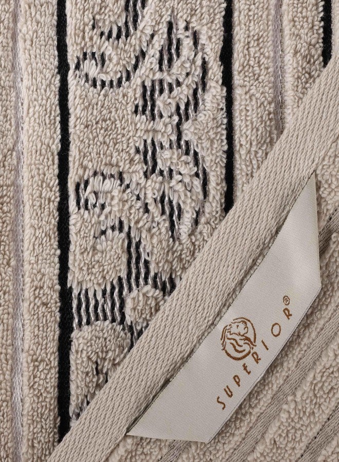 Superior Cotton 6 Piece Towel Set, 2 Bath, 2 Hand, 2 Washcloth/Face Towels, Quick Dry, Home Essentials, Shower, Spa, Luxury Plush Soft Absorbent Towels, Zero-Twist, Jacquard Floral, Stone - Image 4