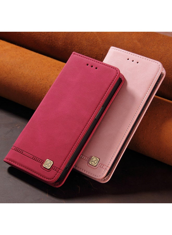 Generic - For Iphone16 Phone Leather Case For Iphone15 Phone Case For SamsungS25 Skin Feeling Flip Cover Protective Case A16-Color:Red-Applicable Models:More Model Details Page Table Grids - Image 1