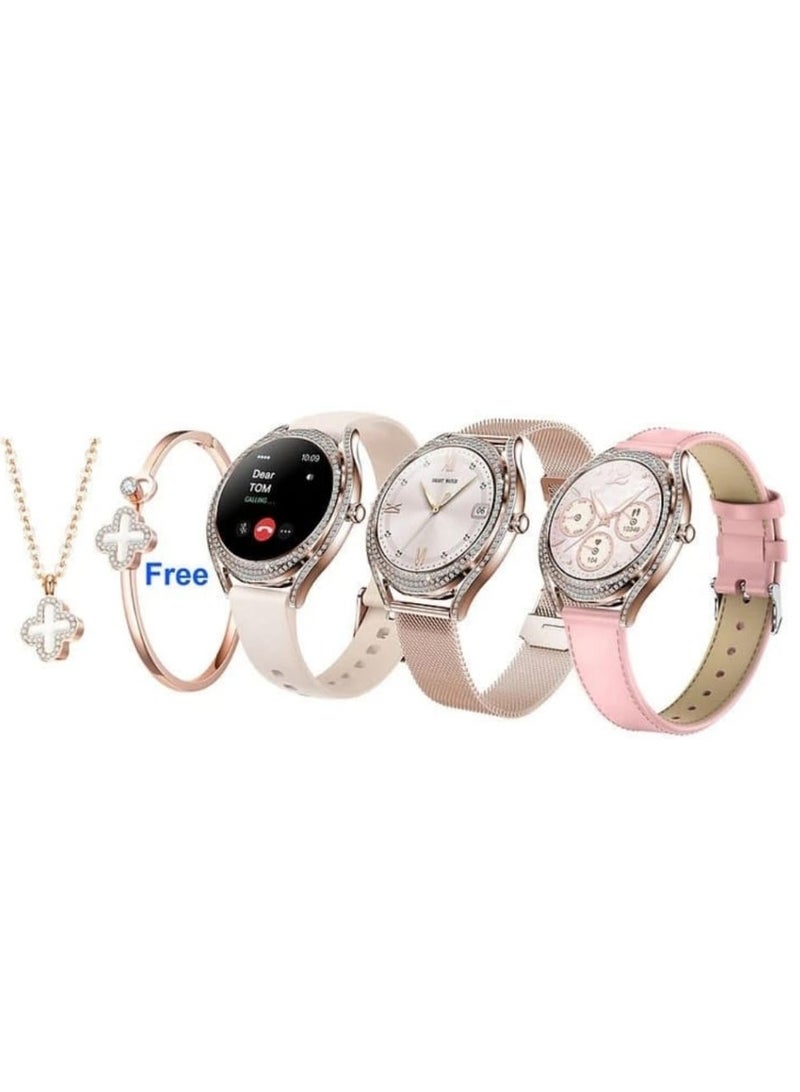 Haino Teko Smart Watch For Women Girl Birtday Aniversary Gift Rose Gold Pink Top Haino-14 - Image 2