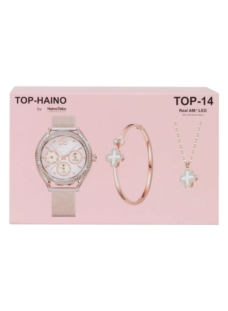 Haino Teko Smart Watch For Women Girl Birtday Aniversary Gift Rose Gold Pink Top Haino-14 - Image 3