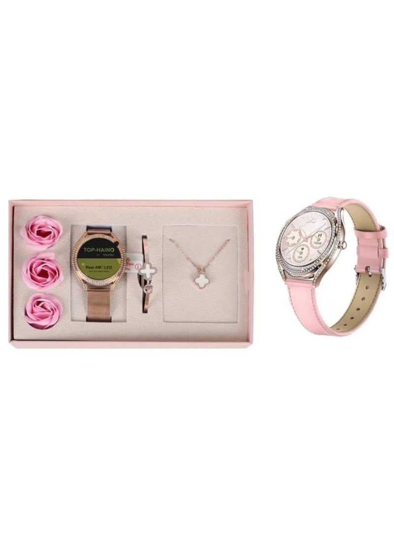 Haino Teko Smart Watch For Women Girl Birtday Aniversary Gift Rose Gold Pink Top Haino-14 - Image 4