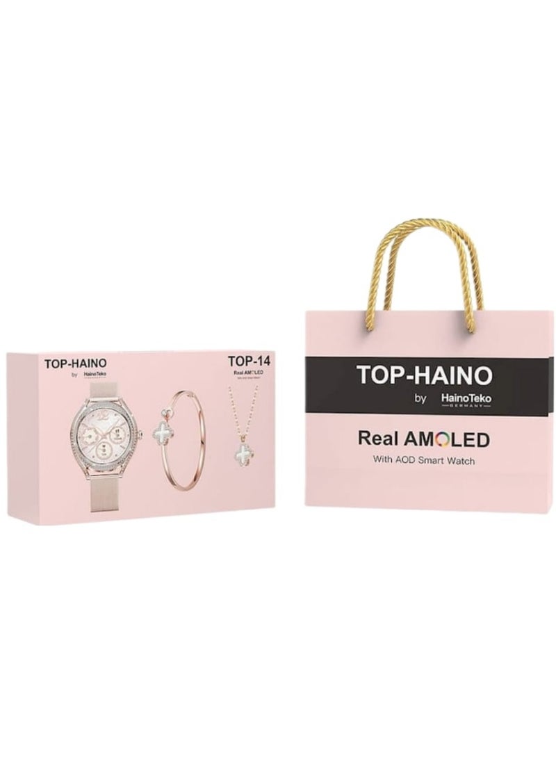 Haino Teko Smart Watch For Women Girl Birtday Aniversary Gift Rose Gold Pink Top Haino-14 - Image 5