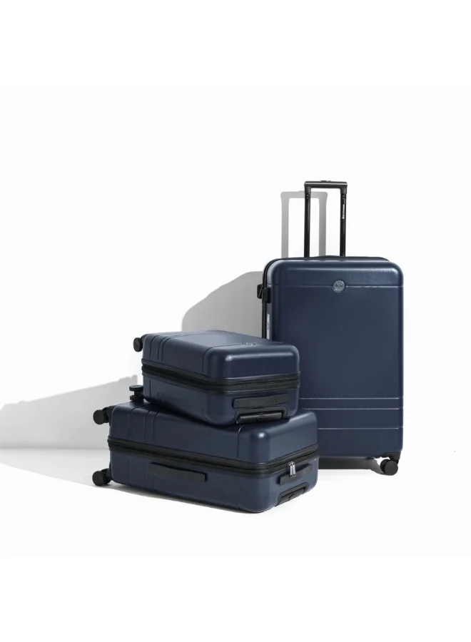 Mezoe Bon Voyage Zipper Closure Telescopic Handle Luggage Set Navy 20 x 25 x 50 cm BY-03