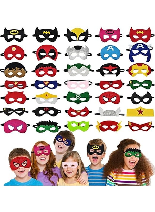 Beauenty Superhero Masks for Kids Adults, 35pcs Costume Masks Cosplay Eye Masks Party Favors Supplies Birthday Decorations - Image 1