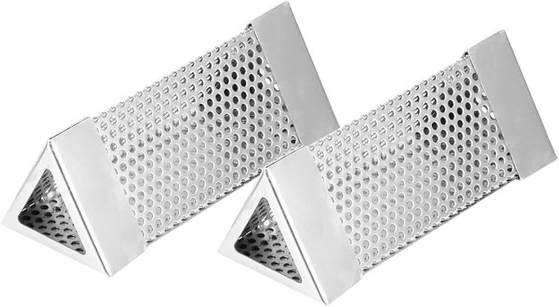 Triangular Stainless Steel BBQ Smoker Tube 6 Inch Grill Accessory Pellets Box - Image 2