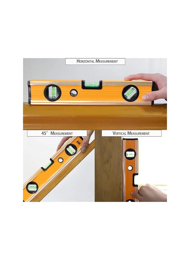 PROMASS promass Level for Magnetic Torpedo, 30cm Conduit Level, Aluminum-Sided with 4 Magnetic Level, Magnetic Torpedo Level and Ruler for Construction, Picture Hung Wall and Home Renovation,Yellow  - Image 4