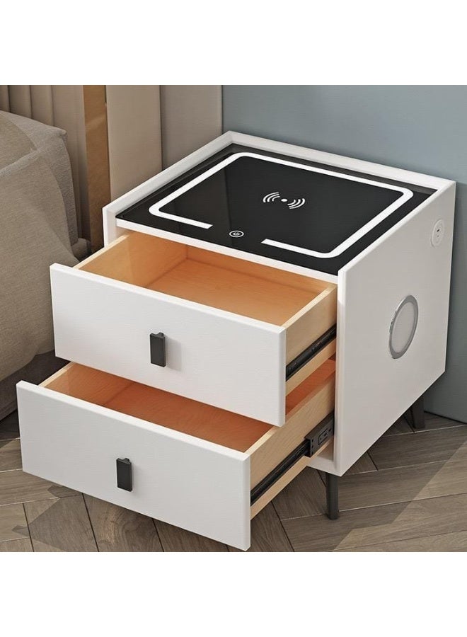 Italian Style Bedroom Smart Nightstands With Touch Sensing Led Light Bedside Table Wireless Charging Fingerprint Unlock - Image 4