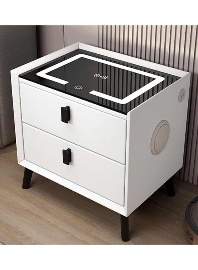 Italian Style Bedroom Smart Nightstands With Touch Sensing Led Light Bedside Table Wireless Charging Fingerprint Unlock - Image 2