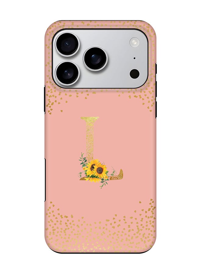 Stylizedd Tough Pro Magnetic Case for iPhone 17 Pro, Dual Layer hybrid PC + TPU Mobile Cover Matte - Custom Floral Monogram - L  (Rose Pink )