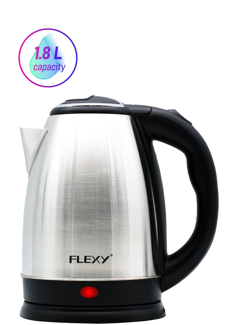 فليكسي غلاية كهربائية من الفولاذ المقاوم للصدأ ، 1.8 لتر ، 1500 واط ، مع قاعدة قابلة للإزالة ، حماية من الغليان الجاف والإغلاق التلقائي - Image 1