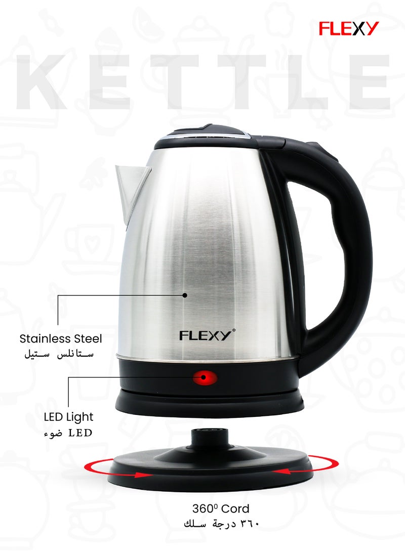 فليكسي غلاية كهربائية من الفولاذ المقاوم للصدأ ، 1.8 لتر ، 1500 واط ، مع قاعدة قابلة للإزالة ، حماية من الغليان الجاف والإغلاق التلقائي - Image 5