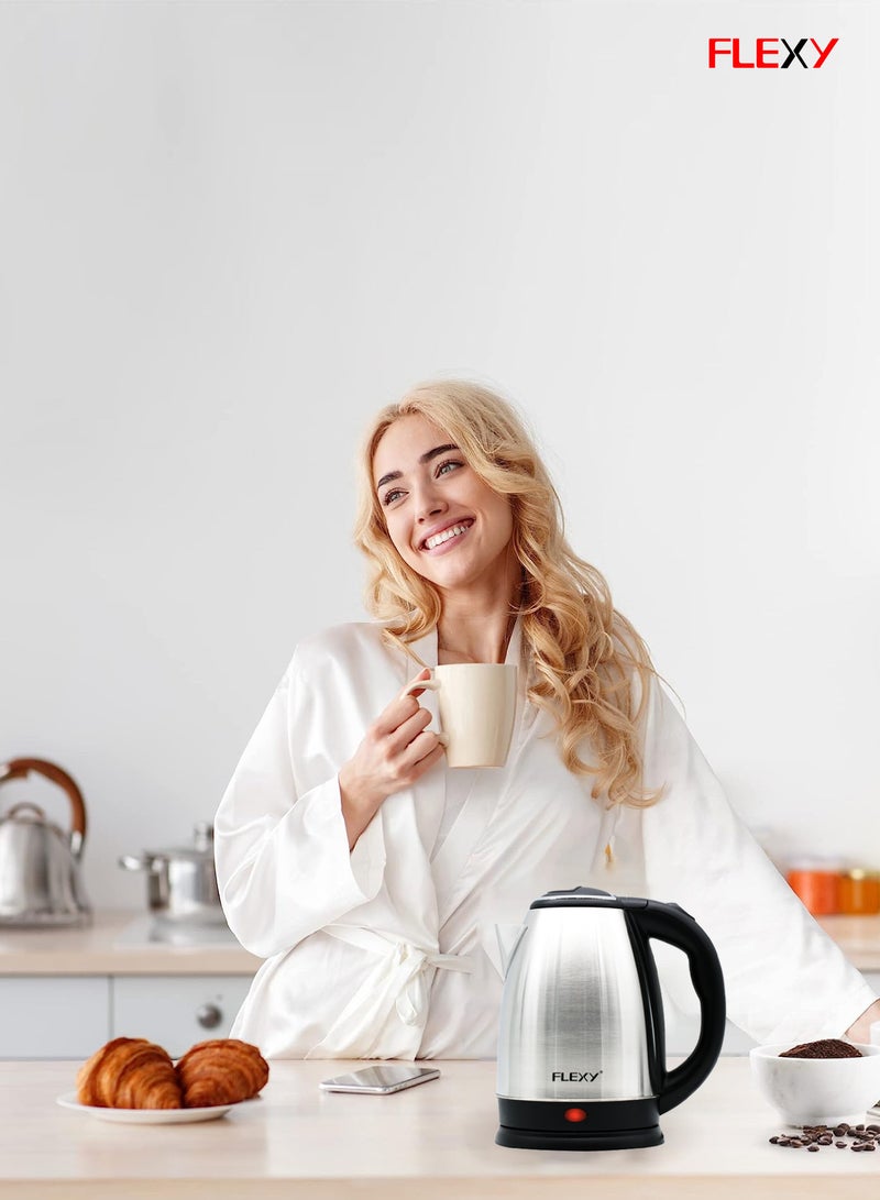 فليكسي غلاية كهربائية من الفولاذ المقاوم للصدأ ، 1.8 لتر ، 1500 واط ، مع قاعدة قابلة للإزالة ، حماية من الغليان الجاف والإغلاق التلقائي - Image 3