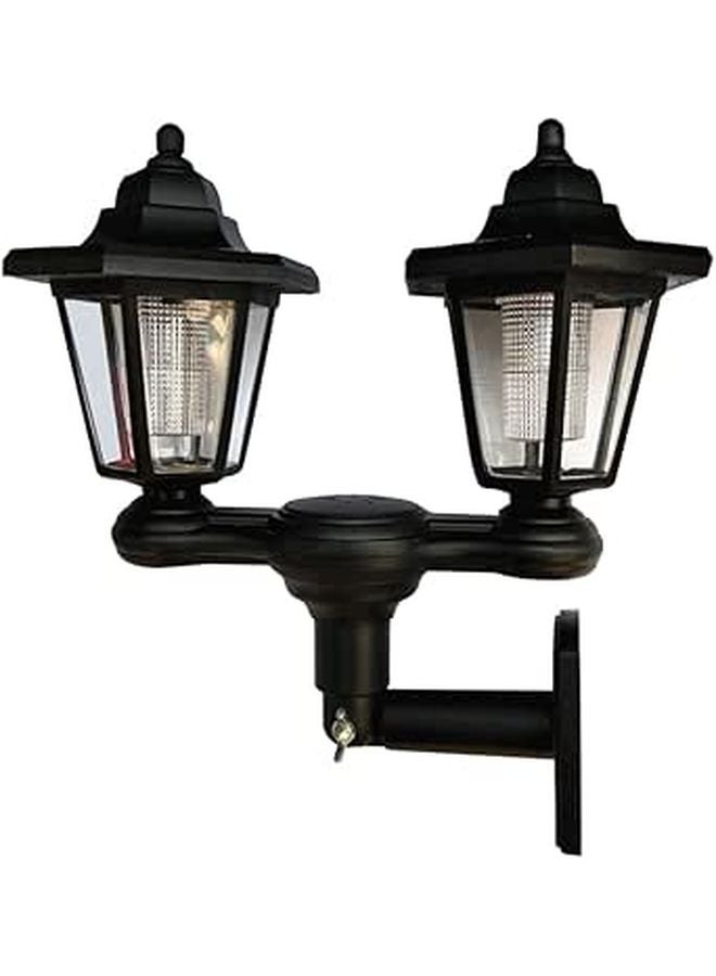 Dual Head Solar Wall Light Outdoor LED White For Garden Porch Patio - Image 1