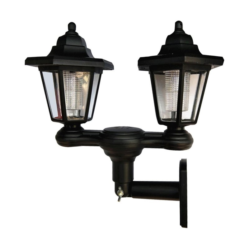 Dual Head Solar Wall Light Outdoor LED White For Garden Porch Patio - Image 2