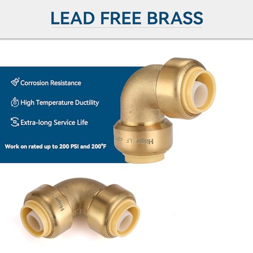 GUOFIS 1/2" 90-Degree Pushfit Elbow,12 Pack Push-fit Elbows with 1 Pack Disconnect Clip, Push-to-Connect Plumbing Fittings for PEX, Copper, CPVC(PF042-12Pack) - Image 3