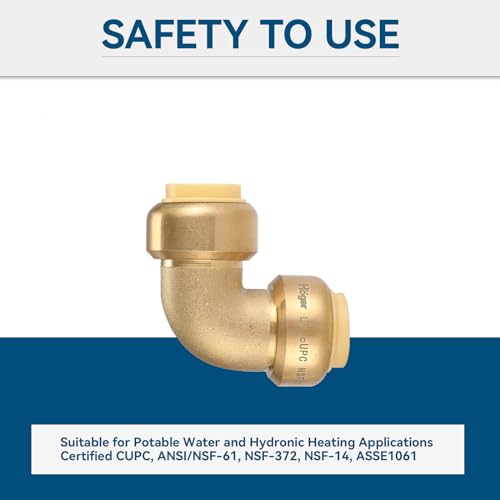GUOFIS 1/2" 90-Degree Pushfit Elbow,12 Pack Push-fit Elbows with 1 Pack Disconnect Clip, Push-to-Connect Plumbing Fittings for PEX, Copper, CPVC(PF042-12Pack) - Image 2