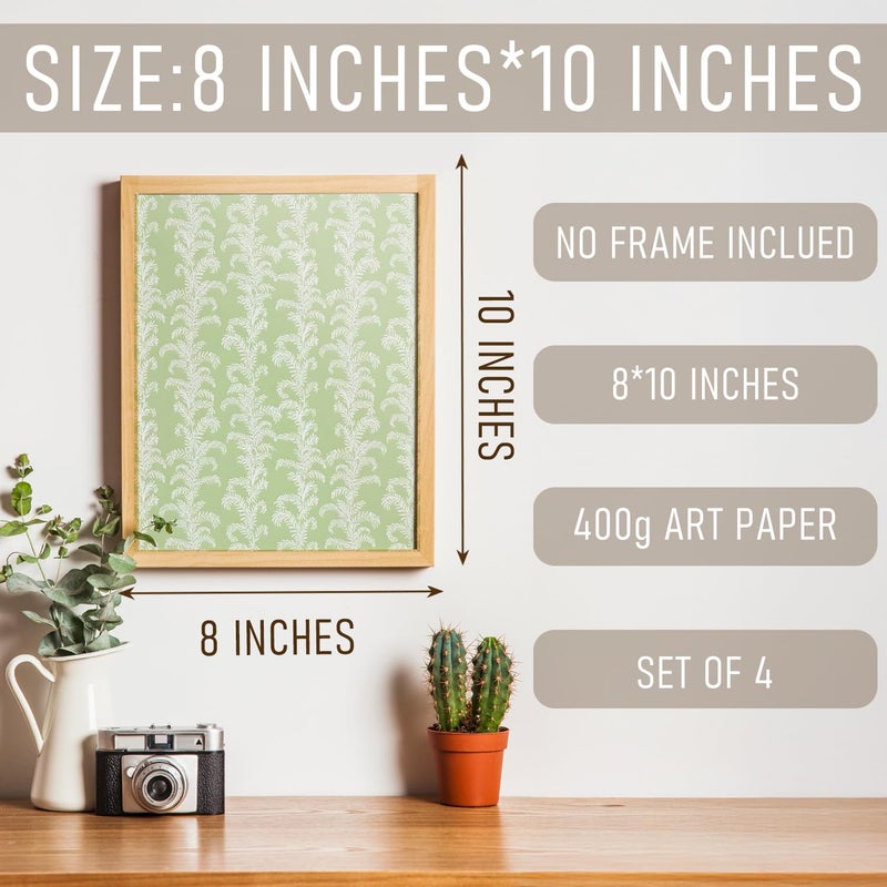 BRRNYOI Coquette Pink Bow Hydrangea Floral Wall Art Posters Set of 4, Grandmillennial Home Decor, Sage Green Botanical Flower Canvas Prints Wall Decor for Bedroom Living Room, 8x10 Unframed - Image 2
